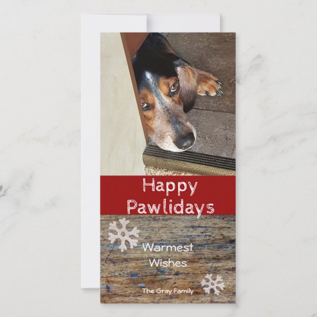 Tarjeta Festiva Felices Pawlidays | Navidades de fotografía mascot (Anverso)