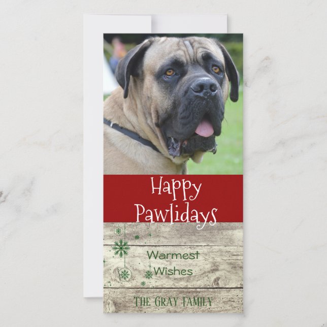 Tarjeta Festiva Felices Pawlidays | Navidades mascotas saludan la  (Anverso)