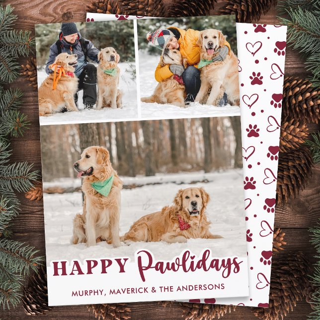 Tarjeta Festiva Felices Pawlidays Perro moderno personalizado 3 fo (Subido por el creador)