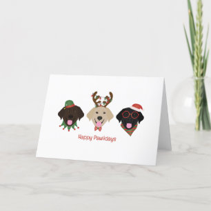 Tarjeta Festiva Felices Pawlidays Perros Labrador Retriever