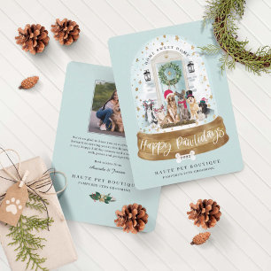 Tarjeta Festiva Felices Pawlidays Perros Pet Care Business Aqua Do