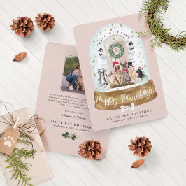 Tarjeta Festiva Felices Pawlidays Perros Pet Care Business Pink Do