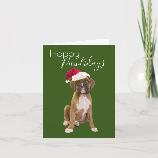 Tarjeta Festiva Felices Pawlidays Puppy Santa Hat Navidades (Anverso)