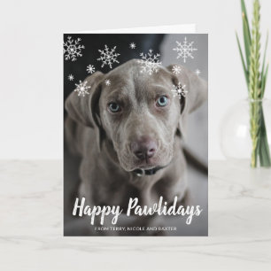 Tarjeta Festiva Felices Pawlidays Snowflakes Dog Photo Navidades
