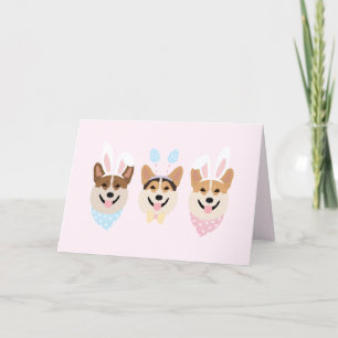 Tarjeta Festiva Felices perros Corgi galeses de Pascua