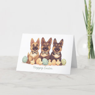 Tarjeta Festiva Felices Perros del Pastor Alemán de Pascua