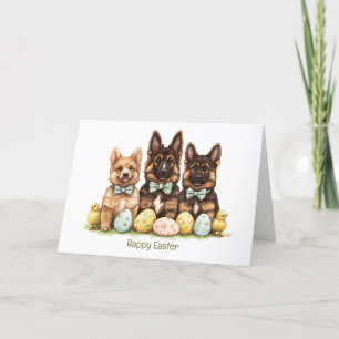 Tarjeta Festiva Felices Perros del Pastor Alemán de Pascua