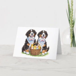 Tarjeta Festiva Felices perros montañeses de Pascua