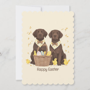 Tarjeta Festiva Felices perros recuperadores de chocolate de Pascu