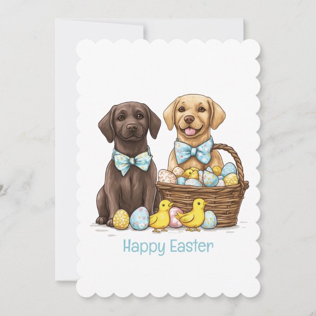 Tarjeta Festiva Felices perros recuperadores de Labrador de Pascua (Anverso)