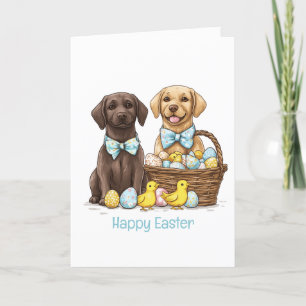 Tarjeta Festiva Felices perros recuperadores de Labrador de Pascua