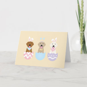Tarjeta Festiva Felices perros recuperadores de oro de Pascua