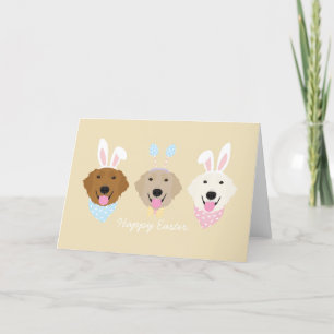 Tarjeta Festiva Felices perros recuperadores de oro de Pascua