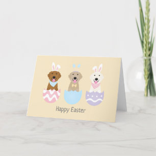 Tarjeta Festiva Felices perros recuperadores de oro de Pascua