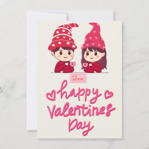 Tarjeta Festiva felices san valentín amantes bebiendo café