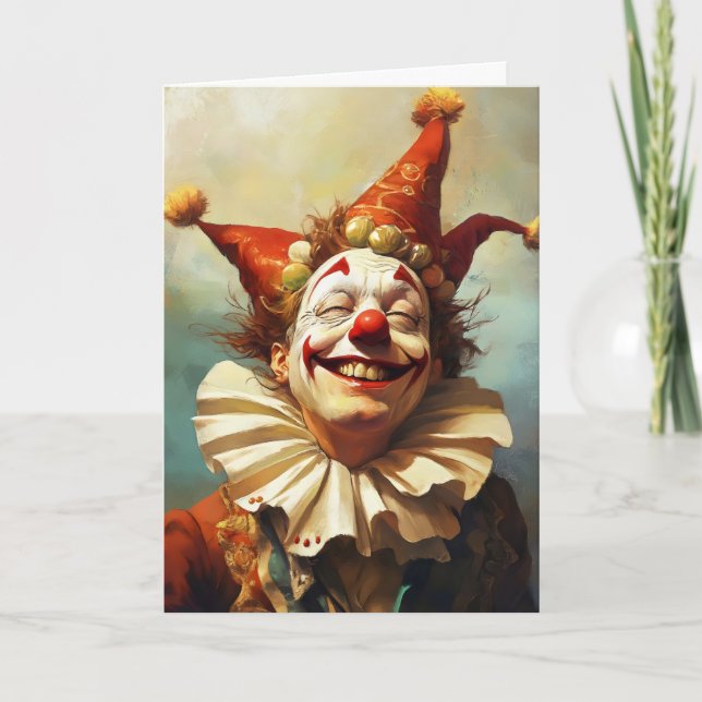Tarjeta Festiva Felices sonrisas Jester April Fools (Anverso)