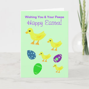Tarjeta Festiva Felices tetas amarillas de Pascua