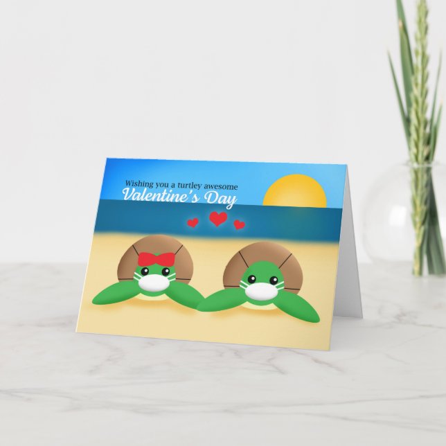 Tarjeta Festiva Felices tortugas marinas del Día de San Valentín e (Anverso)