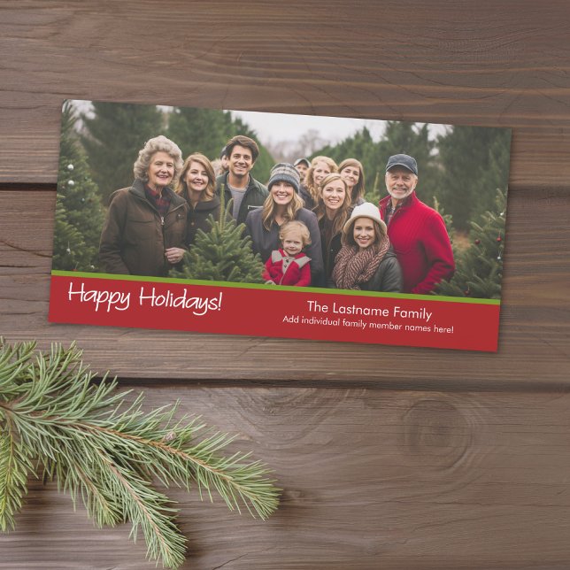 Tarjeta Festiva Felices vacaciones - 1 foto horizontal o panorámic (Add 1 photo to this classic photo card that can be printed or sent out to friends and family.)