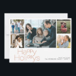 Tarjeta Festiva Felices vacaciones 5 collage de fotos moderno<br><div class="desc">Simple y minimalista tipografía de óxido de terracota 5 fotos personalizados,  nombre de familia y texto personalizado y elegante tarjeta de vacaciones Navidades.</div>