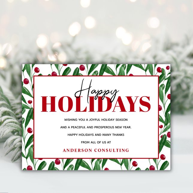 Tarjeta Festiva Felices vacaciones acuarela invierno Berries negoc (Subido por el creador)