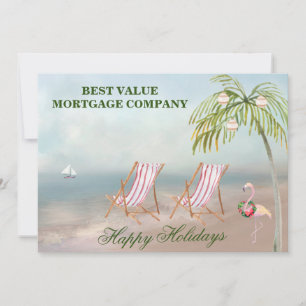 Tarjeta Festiva Felices vacaciones Beach Watercolor Business