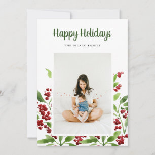 Tarjeta Festiva Felices vacaciones Berry Foto botánica