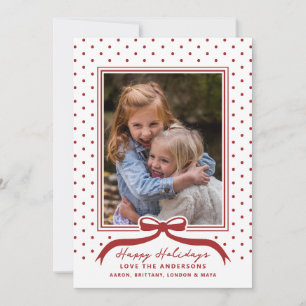 Tarjeta Festiva Felices vacaciones Bow Polka Dot