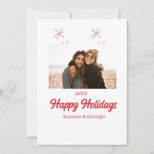 Tarjeta Festiva Felices vacaciones chicas regalos familiares de fo