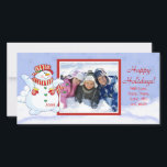 Tarjeta Festiva Felices vacaciones, cute Snowman<br><div class="desc">Comparte tus recuerdos de vacaciones con amigos y familia con nuestra tarjeta de Navidades de fotos de snowman Happy Holiday. Sólo tiene que rellenar su información y añadir su foto y está listo para irse.</div>