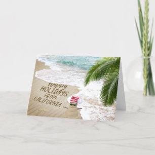 Tarjeta Festiva Felices vacaciones de California Beach