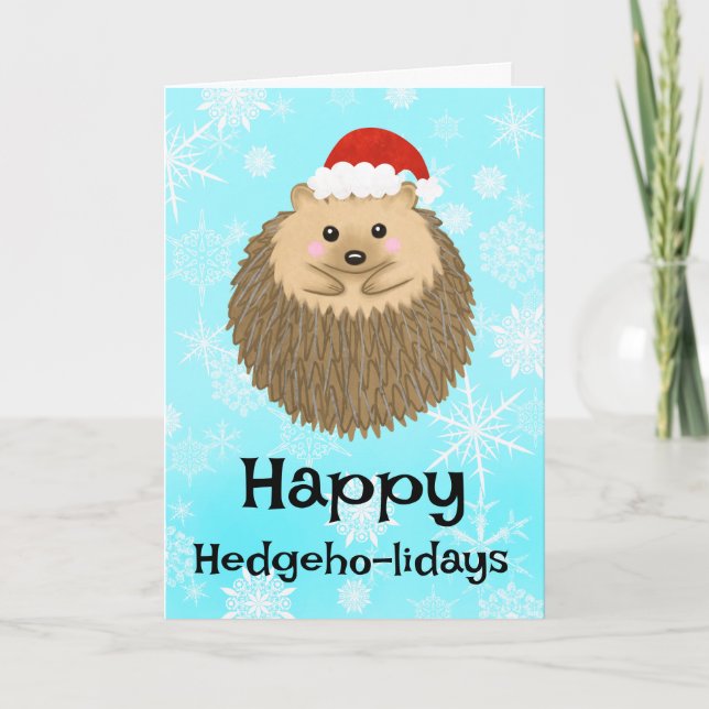 Tarjeta Festiva Felices vacaciones de Hedgehog Navidades graciosos (Anverso)