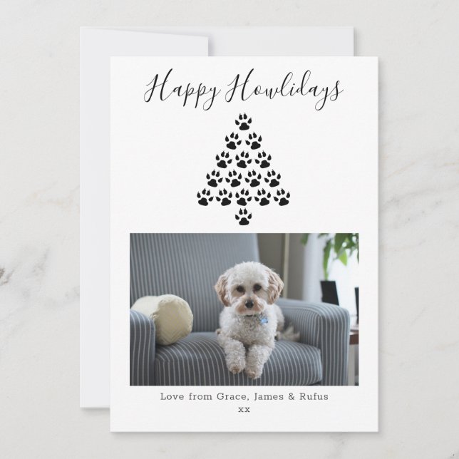 Tarjeta Festiva Felices vacaciones de Navidades de perro de Howlid (Anverso)