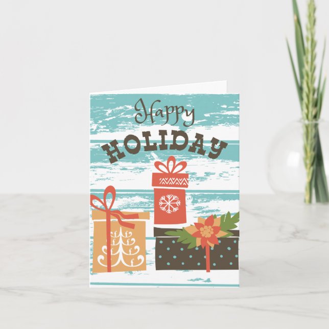 Tarjeta Festiva Felices vacaciones de Navidades de vacaciones (Anverso)