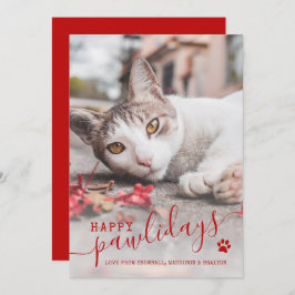 Tarjeta Festiva Felices vacaciones de Navidades rojos Mascota de f