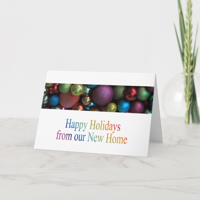 Tarjeta Festiva Felices vacaciones de nuestra nueva casa (Anverso)