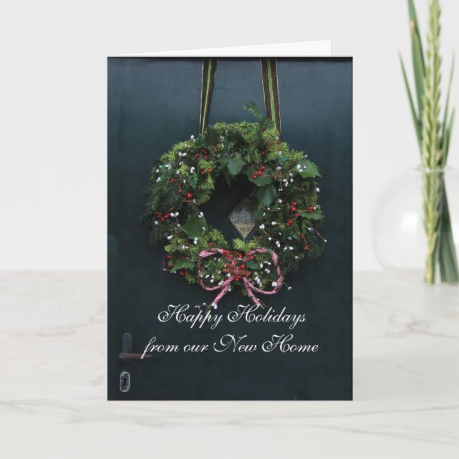 Tarjeta Festiva Felices vacaciones de nuestra nueva casa (Anverso)