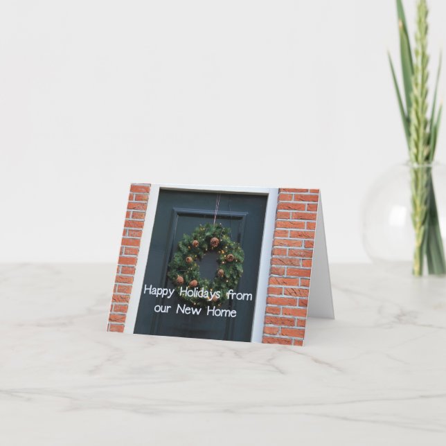 Tarjeta Festiva Felices vacaciones de nuestra nueva casa (Anverso)