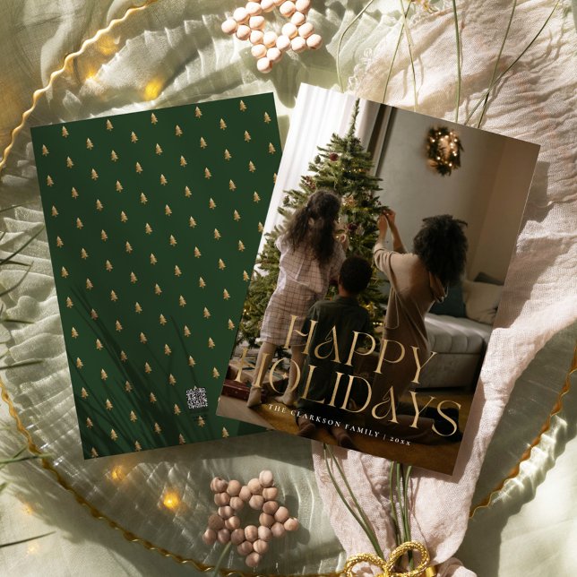 Tarjeta Festiva Felices vacaciones de oro moderno (Subido por el creador)