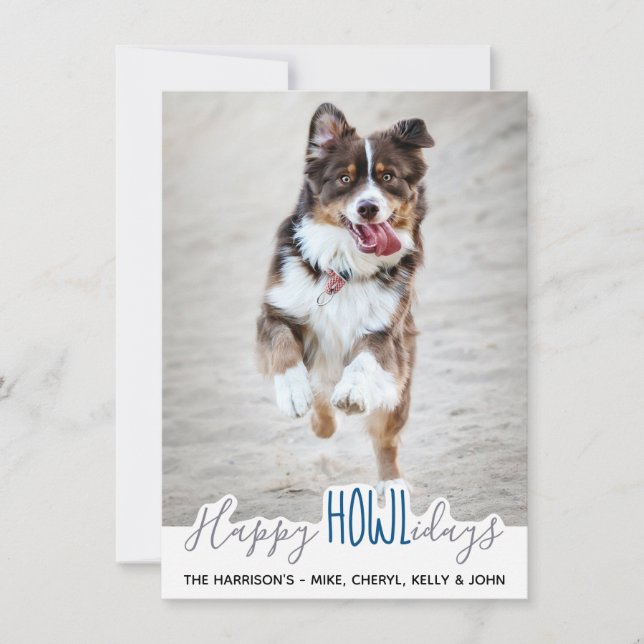 Tarjeta Festiva Felices vacaciones del perro - foto del Mascota az (Anverso)