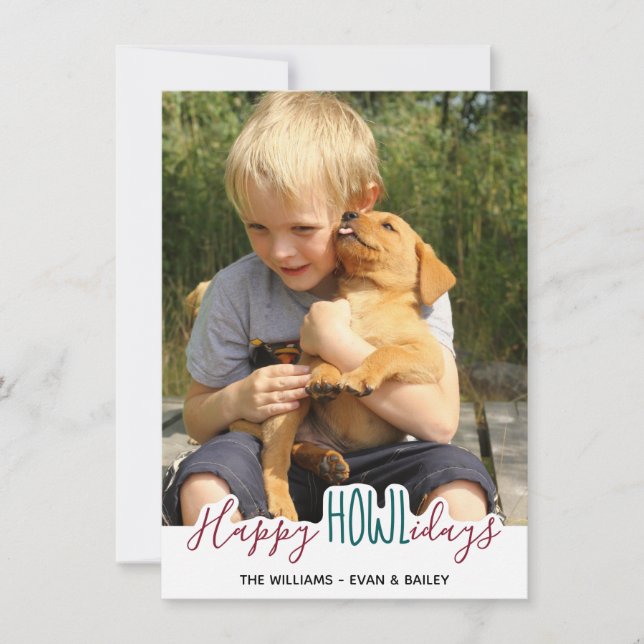 Tarjeta Festiva Felices vacaciones del perro - foto del Mascota ro (Anverso)