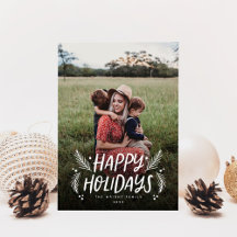 Felices vacaciones dibujando la mano Pine Berries 