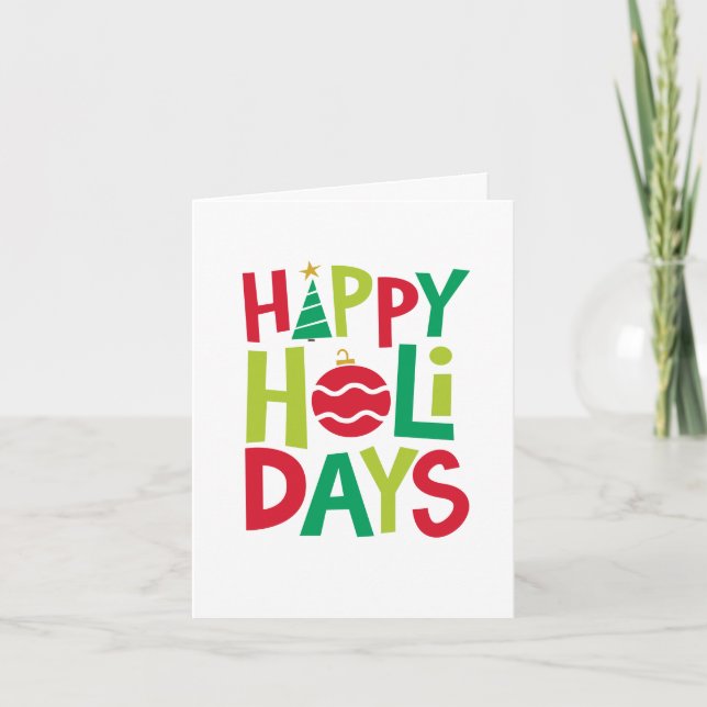 Tarjeta Festiva Felices vacaciones divertidas coloridas mantas (Anverso)