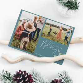 Tarjeta Festiva Felices vacaciones dos Navidades de la familia de