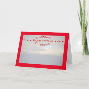 Tarjeta Festiva Felices vacaciones en el entorno invernal