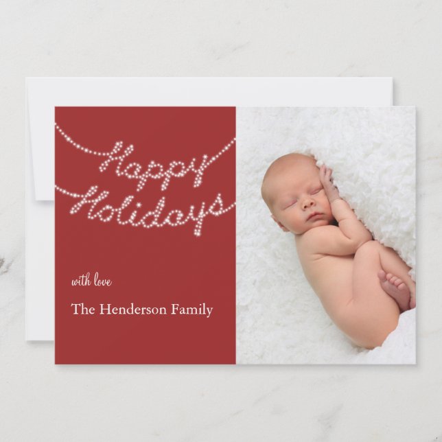 Tarjeta Festiva Felices vacaciones en Twinkle Lights Photo Card (Anverso)