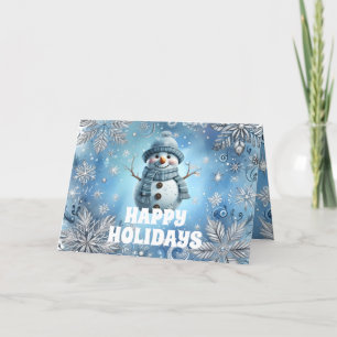 Tarjeta Festiva Felices vacaciones Escena de invierno de Blue Snow