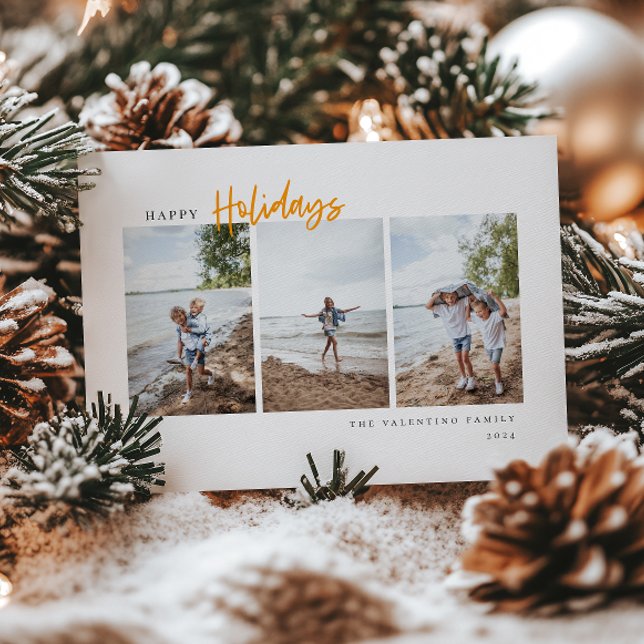 Tarjeta Festiva Felices vacaciones, escritura moderna, foto Minima (Subido por el creador)