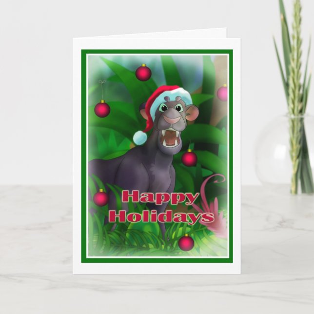 Tarjeta Festiva Felices vacaciones Estilo de la jungla 003 (Anverso)