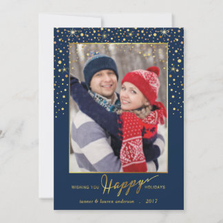 Tarjeta Festiva Felices vacaciones Faux Relieve metalizado Confett